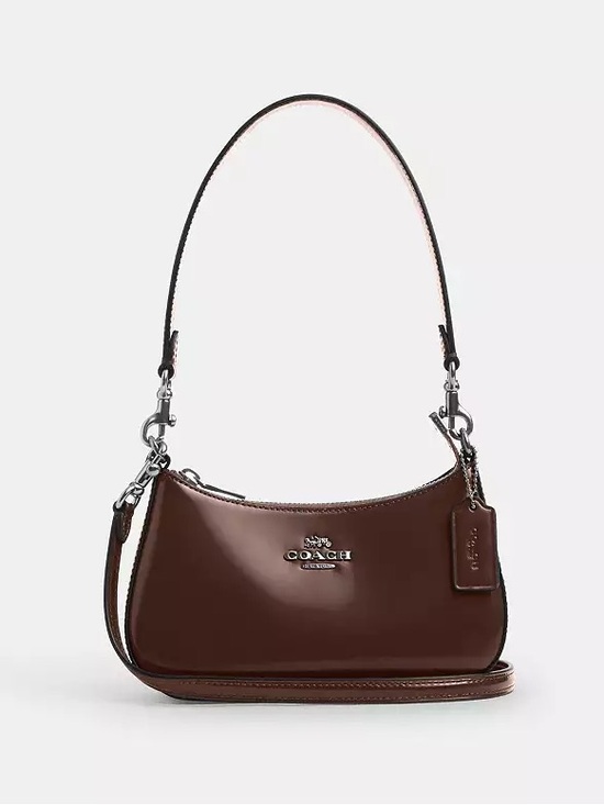 Coach Handbags - NWT Coach Brown Patent Leather Shoulder Bag with Silver Hardware